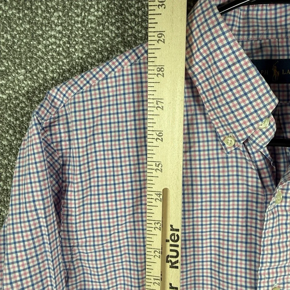 Polo Ralph Lauren Button Down‎ Shirt Mens Small Pink Blue Plaid Dress Spring